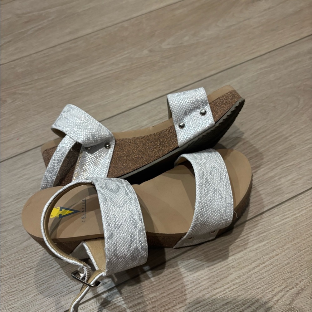 Volatile Silver Wedge Sandals